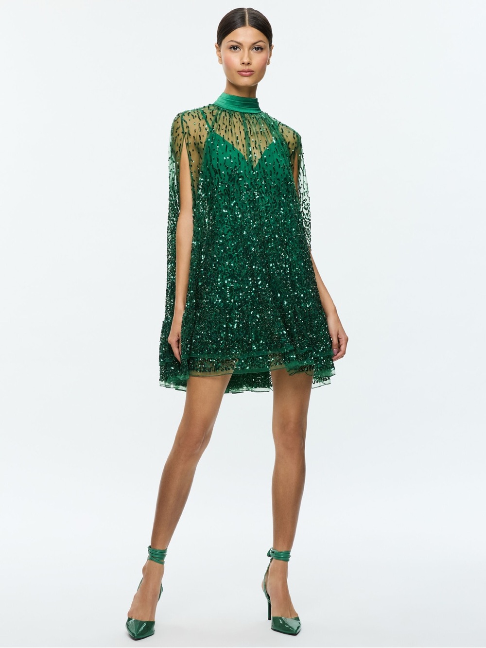Alice + Olivia Zenon Sequin Cape Mini Dress